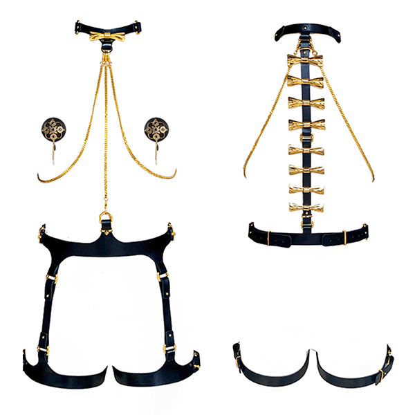 Gold Plated Luxury Leather Playsuit