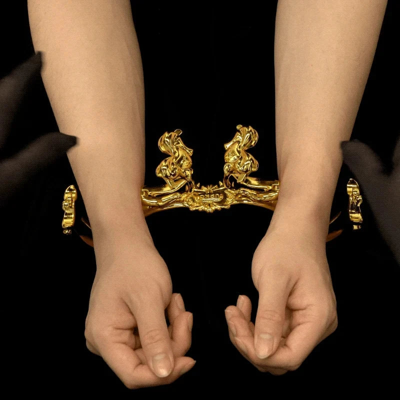 Yours to Keep - Ornate Guilt Handcuffs View 9 — Marquis de Mayfair