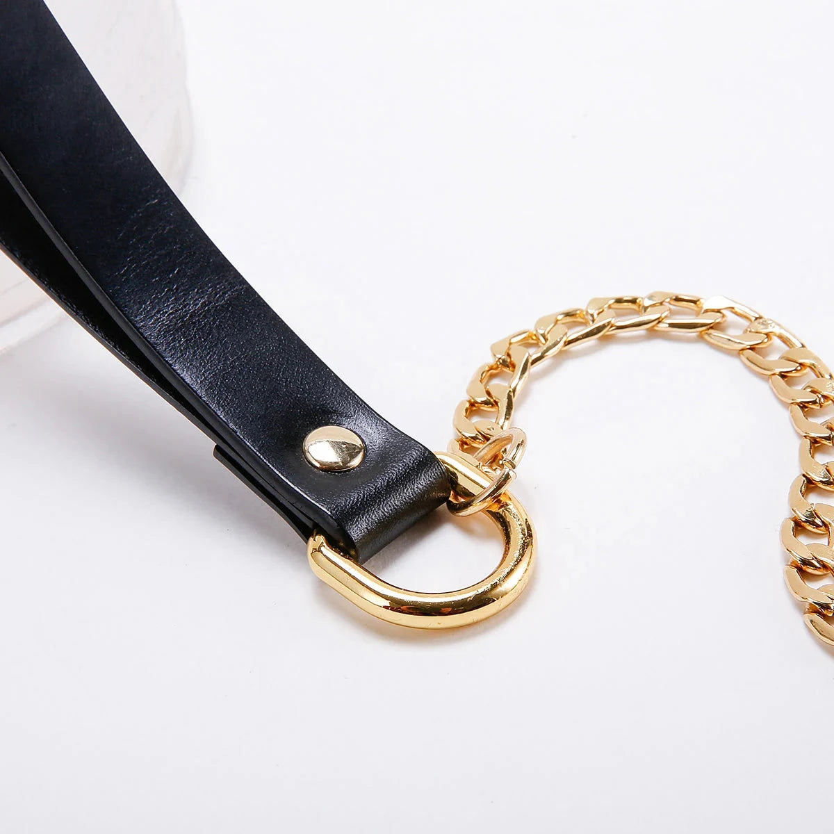 Paradise Regained: Leather and Gold Leash Detail shot — Marquis de Mayfair