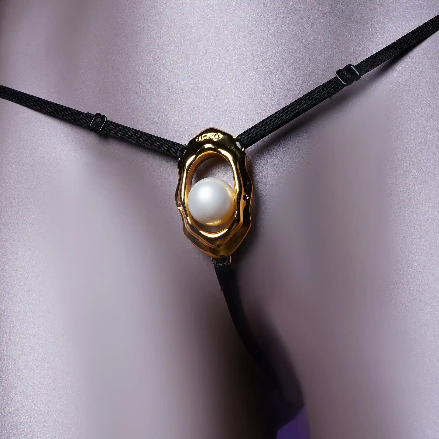 "Moist Eyes" G-string Clitoral Jewellery With Bead Stimulator Detail shot — Marquis de Mayfair
