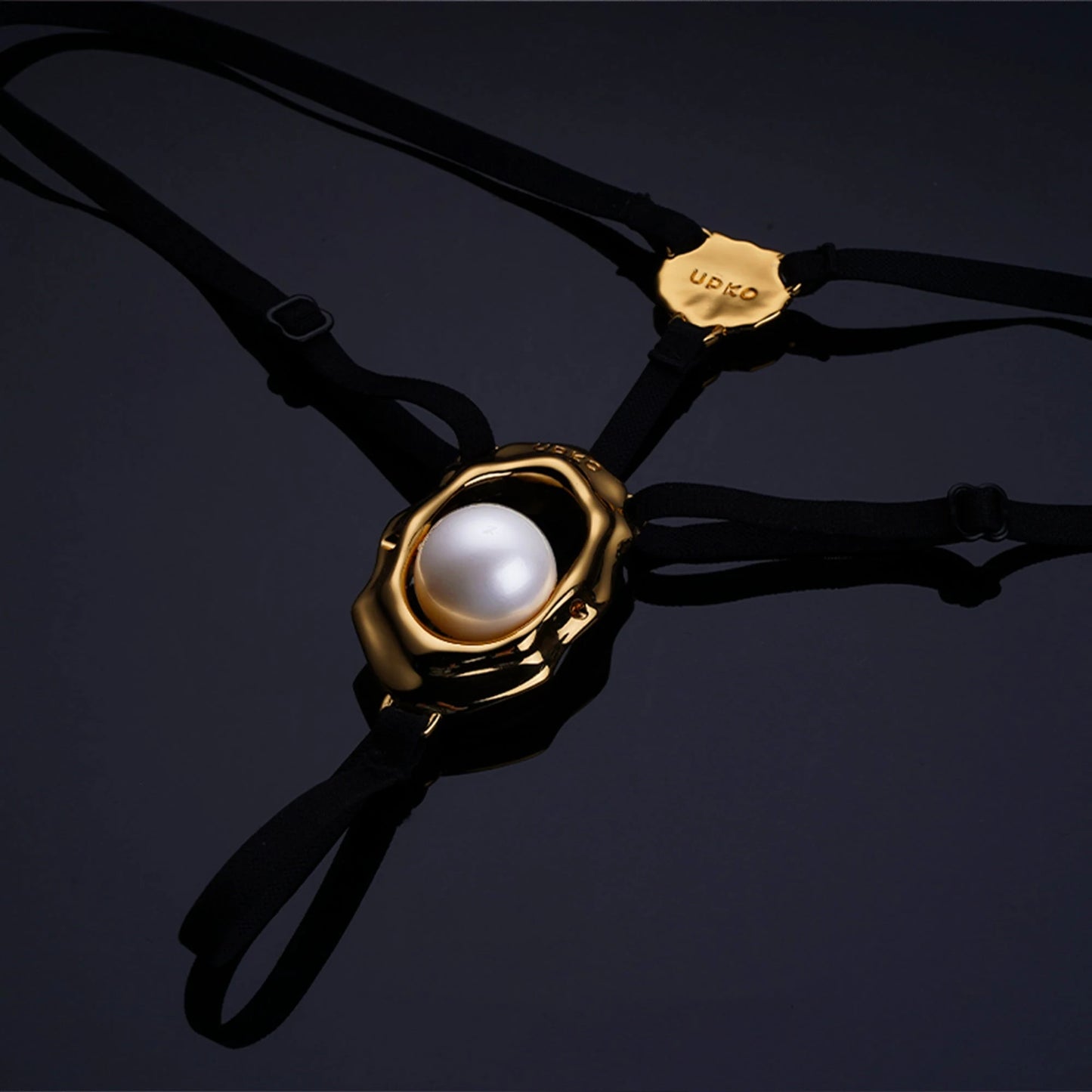"Moist Eyes" G-string Clitoral Jewellery With Bead Stimulator Side view — Marquis de Mayfair