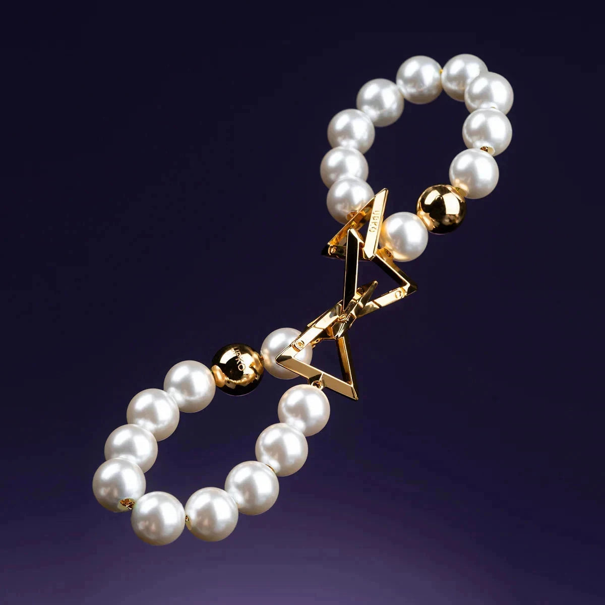 “Moist Eyes” Pearl Bracelet/handcuffs Side view — Marquis de Mayfair