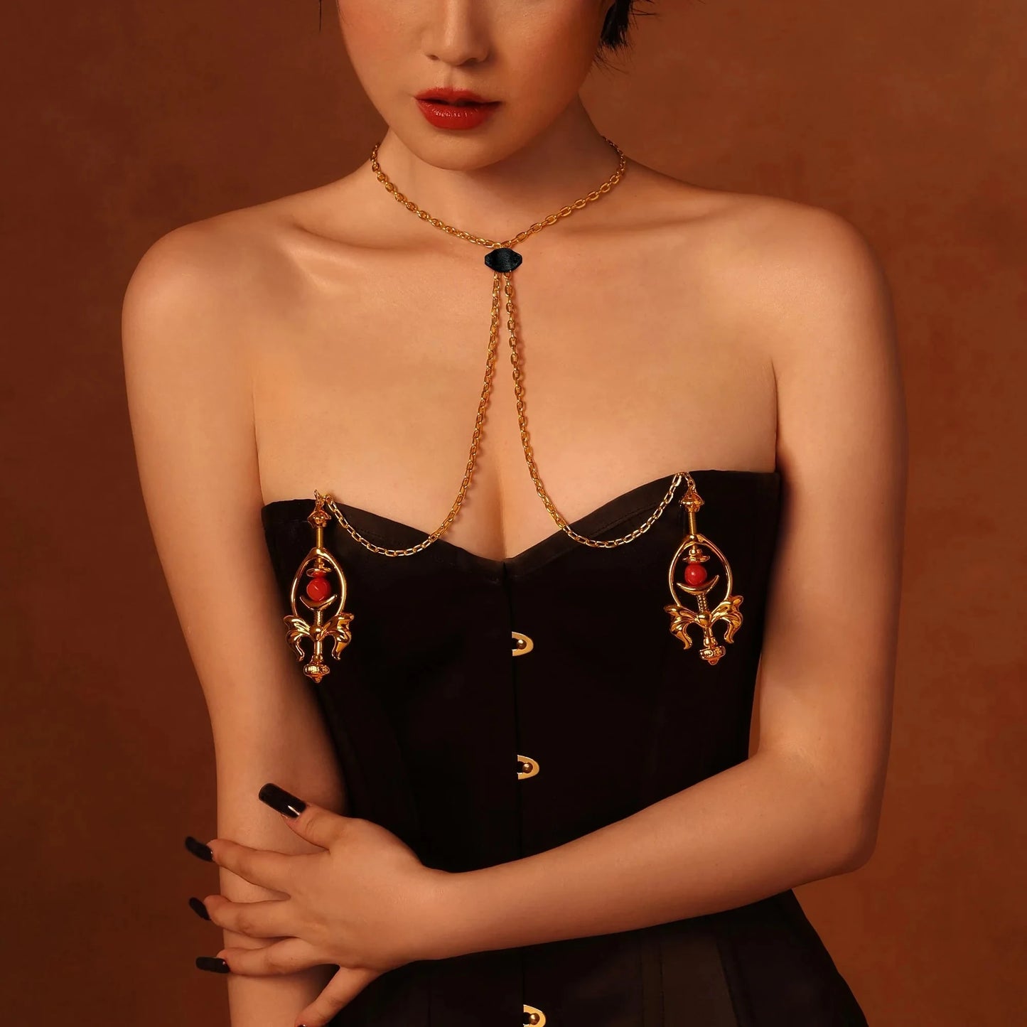 Yours to Keep - Pulling Chain Nipple Clamps Side view — Marquis de Mayfair