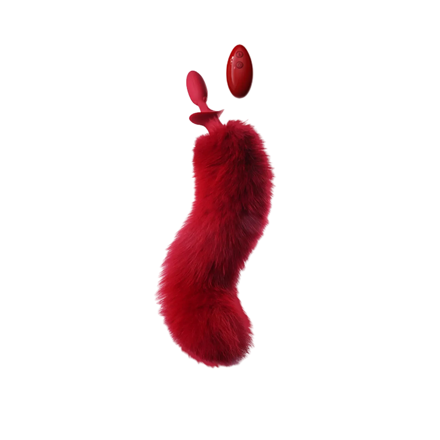 Crimson Red Fox Fur Tail Butt Plug -with Sway and vibrator pet play
