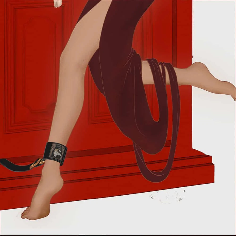 Bondage Fantasy: Luxury Door Restraint (Ankles) Side view — Marquis de Mayfair